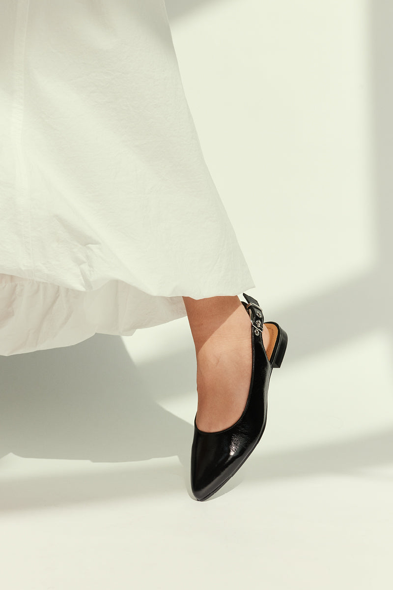 A16302 slingback ballerinasko - Black Naplack 260